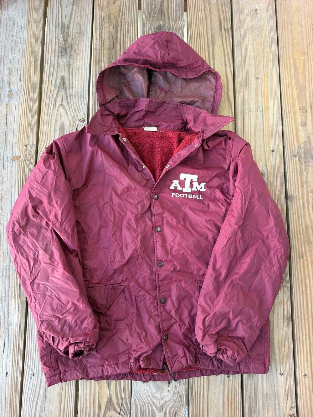Vintage Texas A&M Football Tru West Fleece-Lined Hooded Windbreaker Jacket